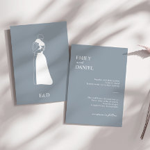 Couple Mariage bleu foncé moderne main tiré