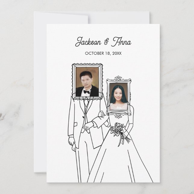 Invitation Couple mariage photo unique (Devant)