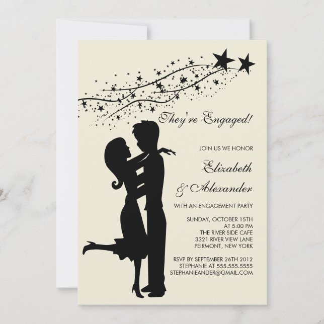 Invitation Couple moderne et sucré en Fiançailles amoureux (Devant)