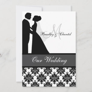 Invitation Couple noir, gris et blanc