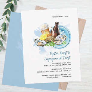 Invitation Couple Oyster Roast Fiançailles Toast Seafood Part