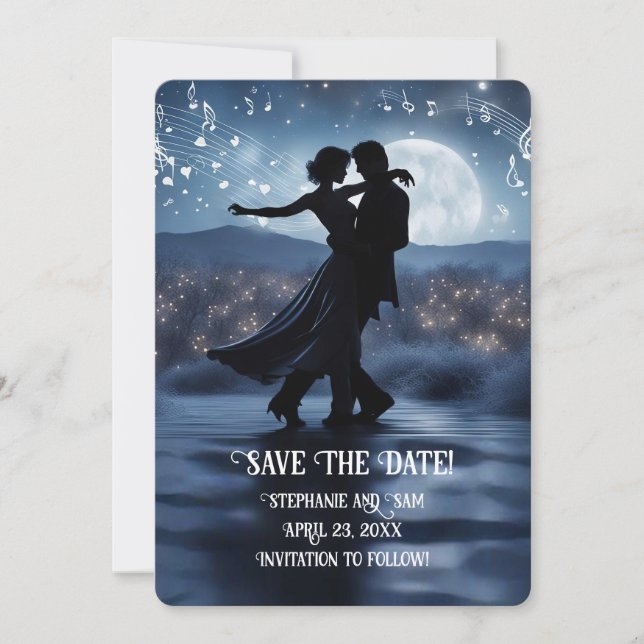 Invitation Couple Romantique Enregistrer la Date Musique (Devant)