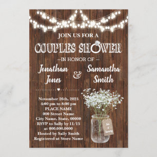 Invitation Couple rustique douche pays grange mariage