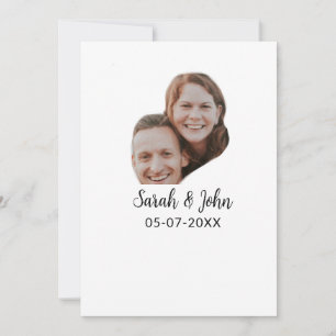 Invitation Couple visage photo ajouter nom date simple mariag