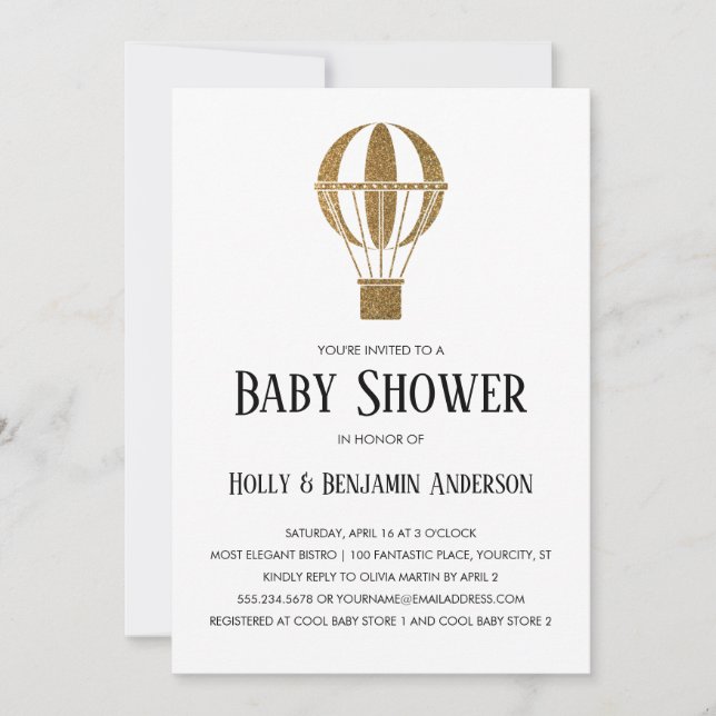 Invitation Couples Baby shower Gold Parties scintillant Hot A (Devant)