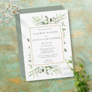 Invitation Couples Baby shower/Saupoudrer Eucalyptus Verdure