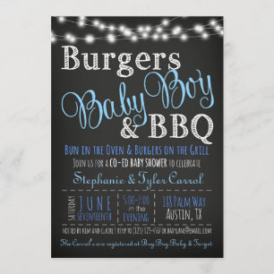 Invitation Couples Burger de lit bébé garçon BBQ Douche Invit