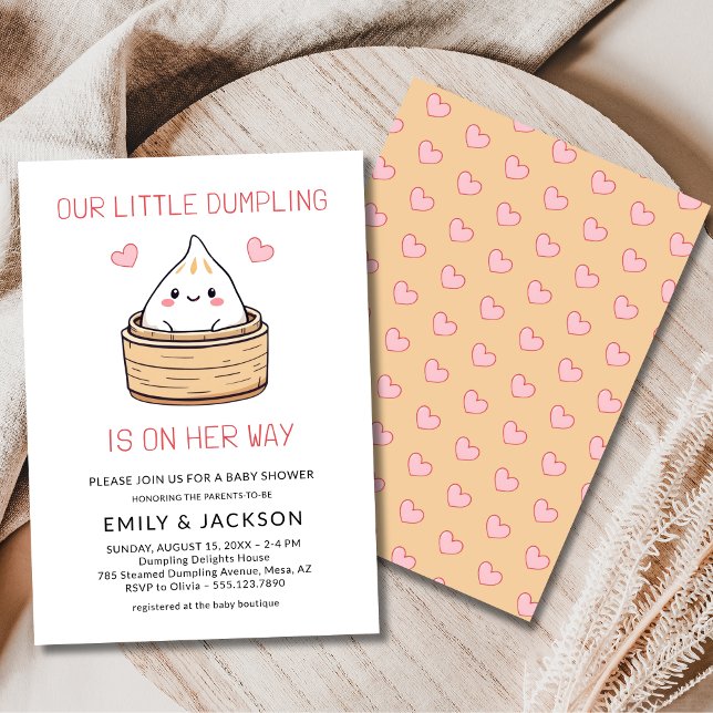 Invitation Couples Cute Little Dumpling Hearts Baby Shower (Créateur téléchargé)