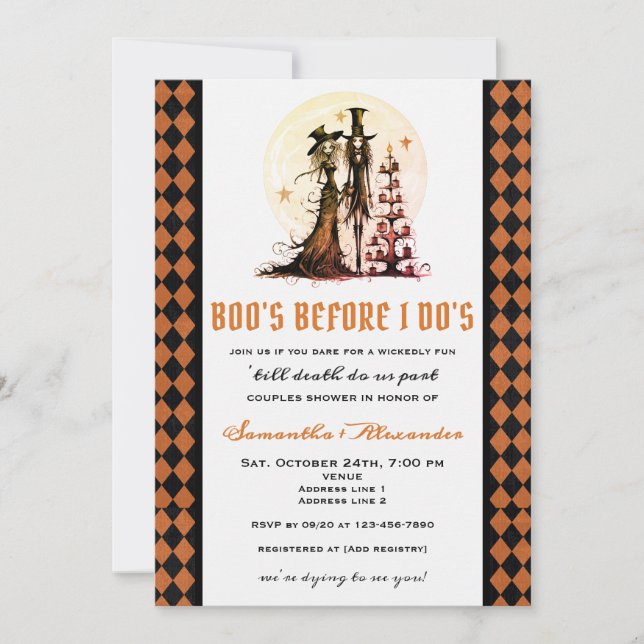 Invitation Couples de l'Halloween Wedding shower 'Jusqu'à la  (Devant)