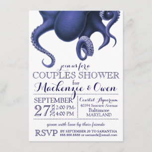 Invitation Couples d'octopus de l'Océan Nautique vintage douc