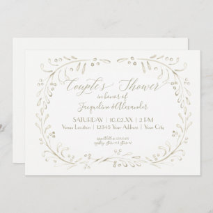 Invitation Couples Douche Aquarelle simple Art Feuille modern