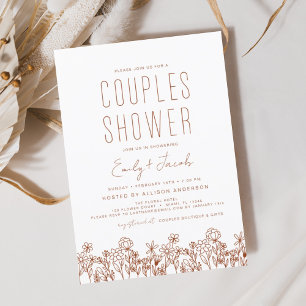 Invitation Couples douche Boho Fleur sauvage Élégant Fleur