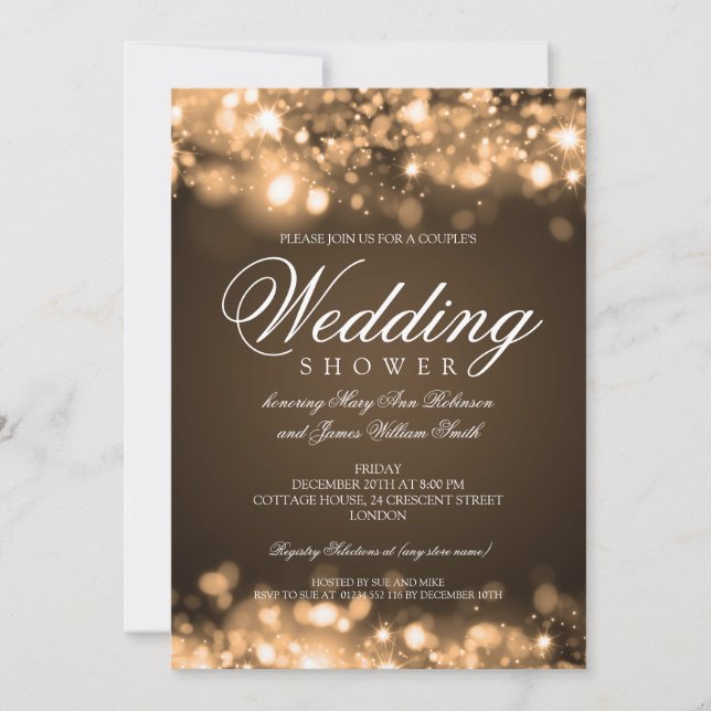 Invitation Couples Douche Lumineux Gold (Devant)