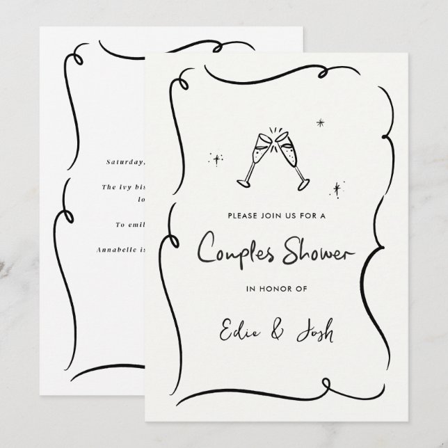 Invitation Couples douche moderne naturel élégant manuscrit (Devant / Derrière)