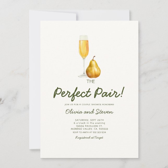 Invitation Couples Douche Parfait Paire (Devant)
