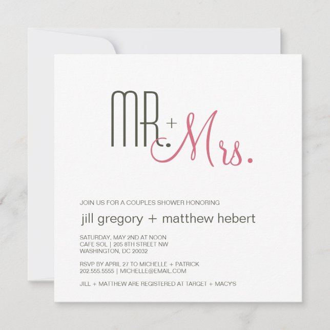 Invitation Couples Douche Rétro Mi-Siècle Moderne (Devant)