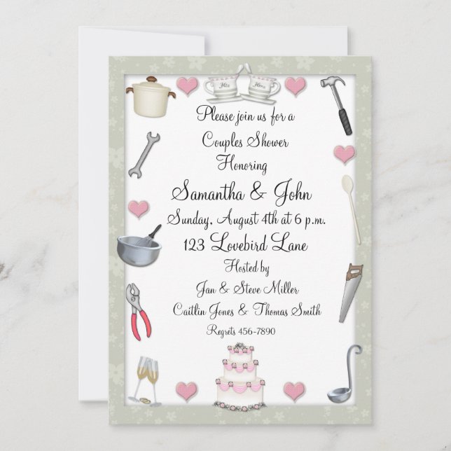 Invitation Couples Douche Sage Green (Devant)
