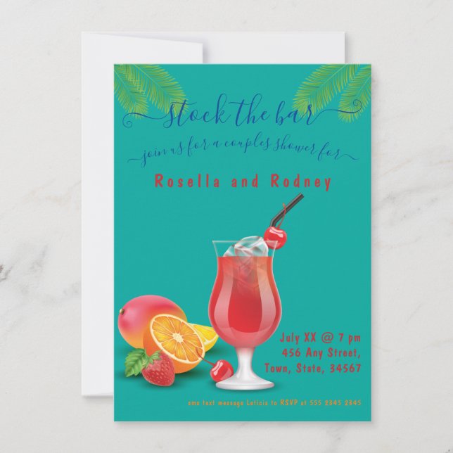 Invitation Couples Douche 🍸 Stock la fête du Bar Party (Devant)