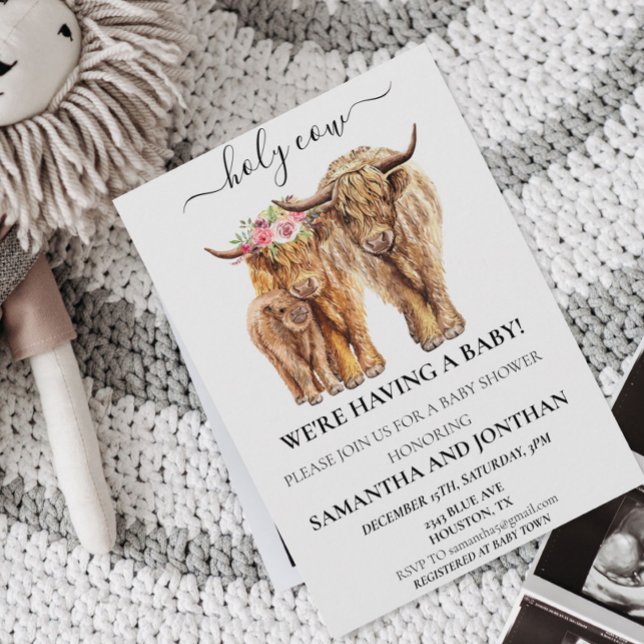 Invitation Couples du Baby shower de veau de Holy Cow Highlan (Créateur téléchargé)