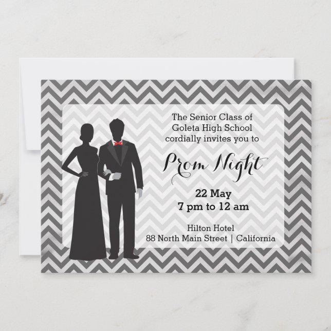 Invitation Couples en silhouette sur tableau noir (Devant)