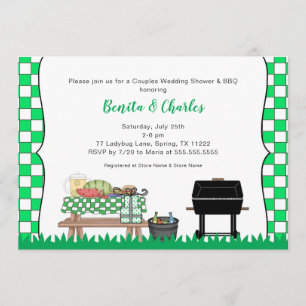 Invitation Couples Fête du barbecue de mariage ou de Wedding 