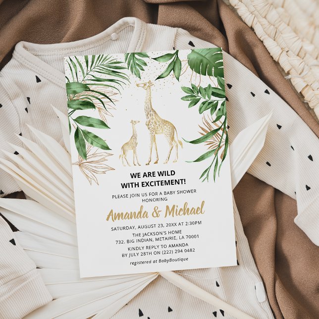 Invitation Couples Jungle Safari Verdure & Baby shower Or (Créateur téléchargé)