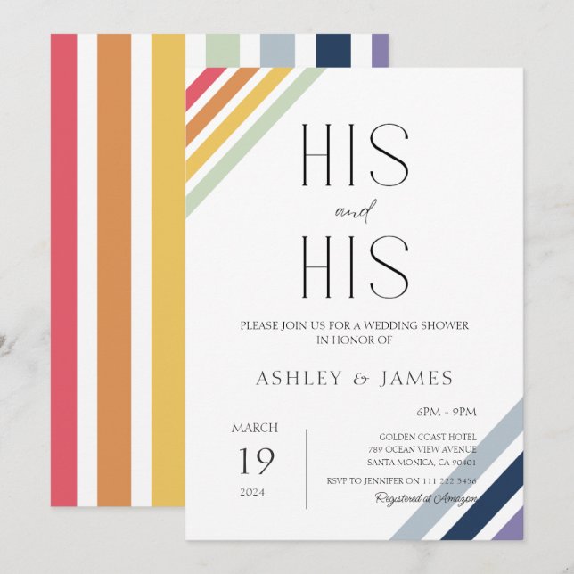 Invitation Couples Mariages gays modernes douche son et son L (Devant / Derrière)