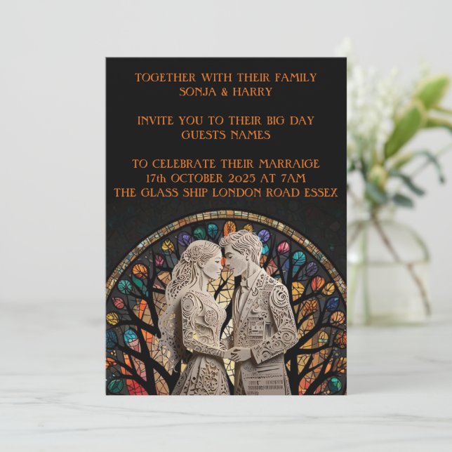 Invitation couples mariages personnalisés (Debout devant)