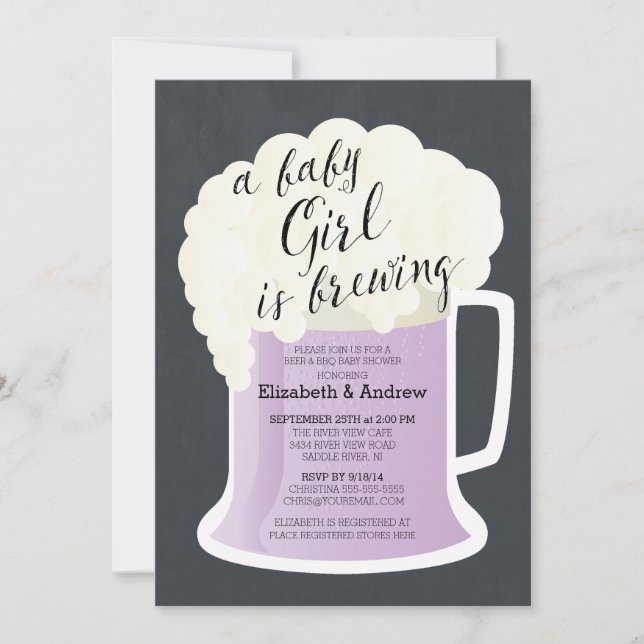 Invitation Couples mignons Filles Baby shower Bébé Brassage (Devant)