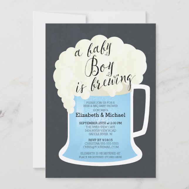 Invitation Couples mignons Garçons Baby shower Bébé Brassage (Devant)