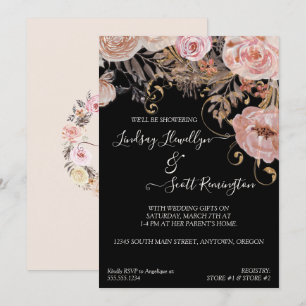 Invitation Couples Rose or à l'automne bouilli Floral Couples