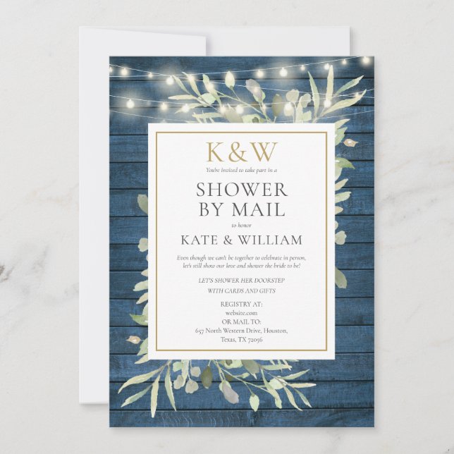 Invitation Couples Rustiques Douche Par Courrier Interurbain (Devant)