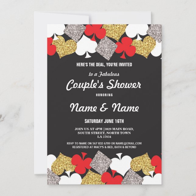 Invitation Couples ShowFiançailles Las Vegas Casino Party (Devant)
