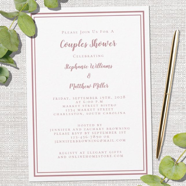 Invitation Couples Wedding shower Fiançailles Dusty Rose Rose (Créateur téléchargé)