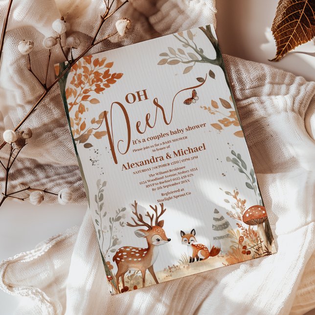 Invitation Couples Woodland Oh Deer Forest Baby shower (Créateur téléchargé)