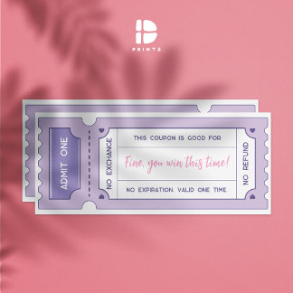 Invitation Coupons d'amour personnalisés - Pastel Lilac Valen