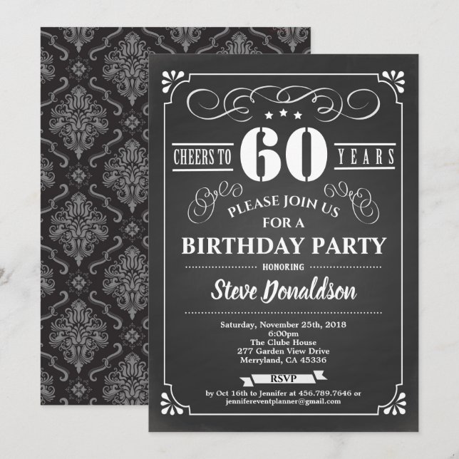 Invitation Coups de coeur à 60 ans 60e anniversaire de fête (Devant / Derrière)