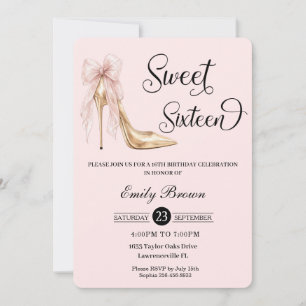 Invitation Couquette Blush Ruban Arc Mode Talon Douce 16