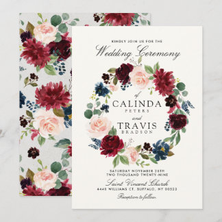 Invitation Courbe de Bouquet de Bourgogne| Mariage floral