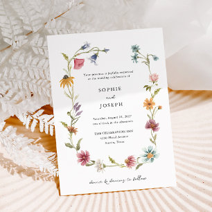Invitation Courbe Fleur sauvage Boho   Mariage