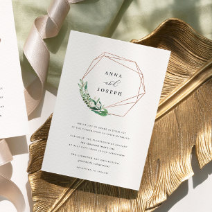 Invitation Courbe géométrique de serre   Mariage botanique