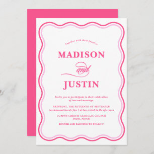 Invitation Courbes rose tendance Mariage ondulé