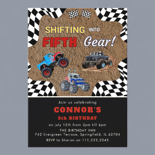 Invitation Coureur dans une fête de 5 camions monstres