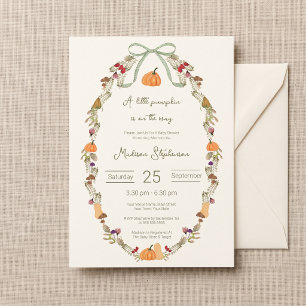 Invitation Couronne aquarelle automnale Baby Shower Citrouill