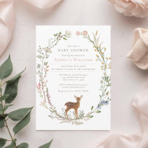 Couronne aquarelle faon de la forêt Baby Shower
