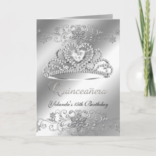 Invitation Couronne argentée pailletée pour Quinceanera en ca