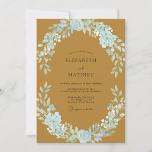 Invitation Couronne Azurée Ocre de Mariage