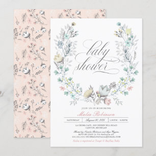 Invitation Couronne botanique   Neutre entre les sexes   Baby