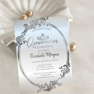 Invitation Couronne Chic Argentée Quinceañera 