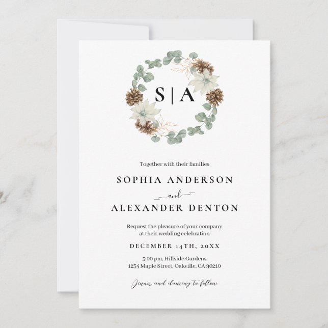 Invitation Couronne d'aquarelle botanique (Devant)